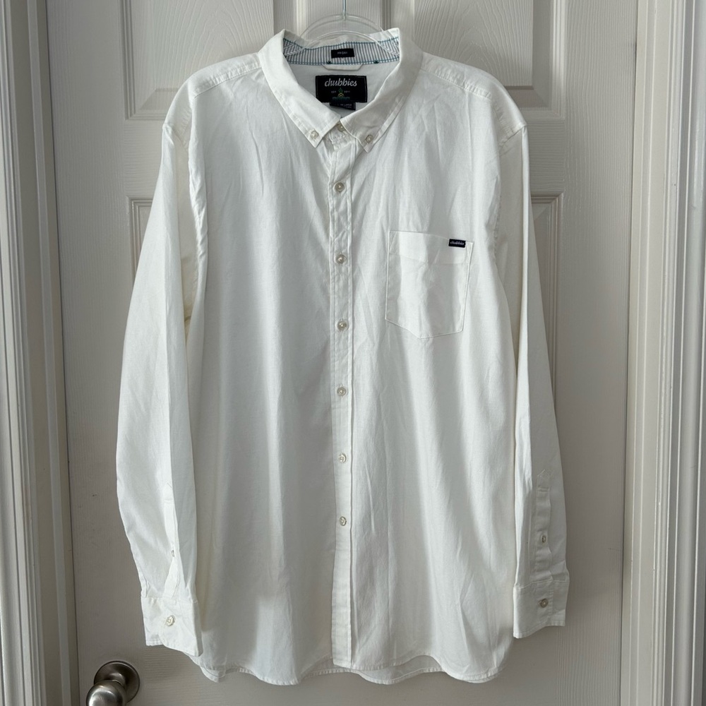 Chubbies White Friday Button Down Cotton Blend Long Sleeve Shirt Size XXL